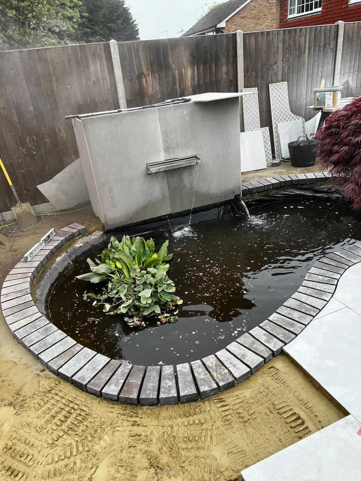 Completed garden pond feature