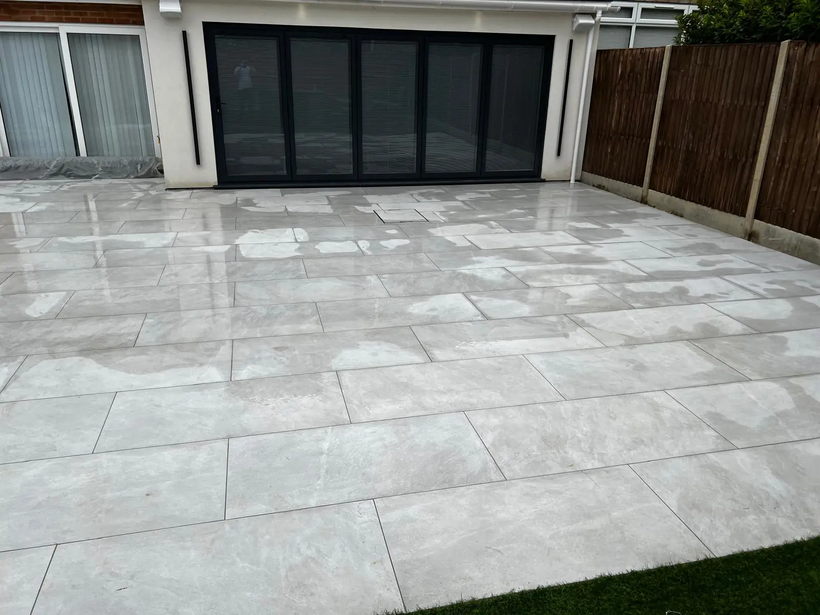 Wide porcelain patio